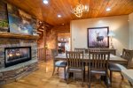 Main Level Living Room Features Ample Seating, Gas Fireplace, Flat Screen TV, and Beautiful Views of Lake Blue Ridge